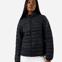 Jaqueta puffer feminina gola alta preta
