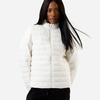Jaqueta puffer feminina gola alta off white