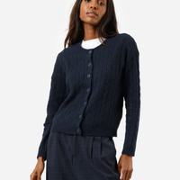 Cardigan feminino de tricot texturizado azul