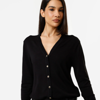 Cardigan feminino de tricot decote v preto
