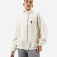 Jaqueta bomber feminina de sherpa esportiva off white