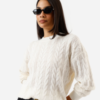 Suéter feminino de tricot texturizado off white