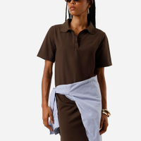 Vestido polo feminino com algodão básico marrom