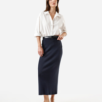 Saia midi feminina de tricot canelada azul