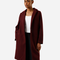 Casaco longo feminino texturizado vinho