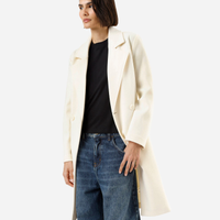 Casaco trench coat feminino com faixa texturizado bege
