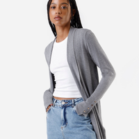 Cardigan feminino de tricot cinza