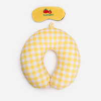 Apoio de pescoço com máscara de dormir amarelo