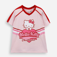 Camiseta infantil de algodão hello kitty rosa