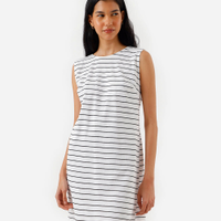 Vestido curto feminino com algodão básico listrado off white