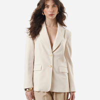 Blazer de alfaiataria feminino acinturado bege