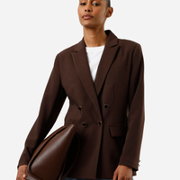 Blazer de alfaiataria feminino botões dourados marrom