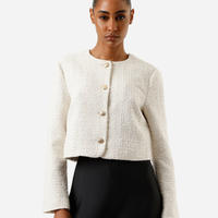 Casaco feminino de tweed off white
