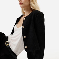 Casaco feminino de tweed preto