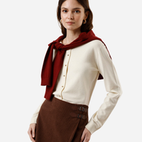 Cardigan feminino de tricot bege