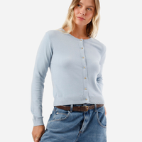 Cardigan feminino de tricot azul