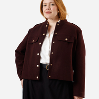Casaco feminino texturizado plus size vinho