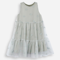 Vestido midi infantil de tule lacinho verde