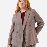 Blazer de alfaiataria feminino xadrez plus size vinho