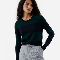 Suéter feminino em tricot listrado verde