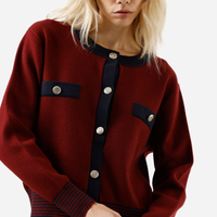 Casaco feminino de tricot vinho