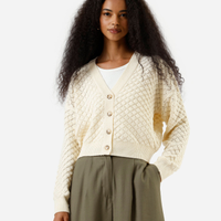 Cardigan feminino de tricot texturizado off white