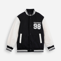 Jaqueta bomber infantil estampada preta