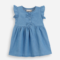Vestido infantil jeans com laços azul