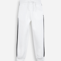 Calça jogger infantil de moletom listra lateral off white