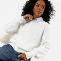 Suéter feminino de tricot canelado off white