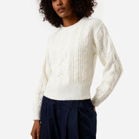 Suéter feminino de tricot texturizado off white