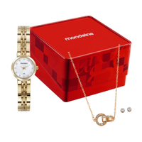 Kit relógio feminino mondaine analógico 32692lpmvde1ka dourado