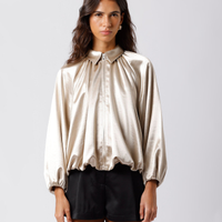 Jaqueta bomber feminina acetinada mindset bege