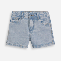 Short mom infantil jeans com brilhos azul