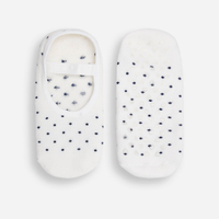 Meia sapatilha antiderrapante poá off white