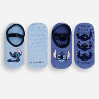 Kit de 2 meias femininas sapatilha com antiderrapante stitch colorido