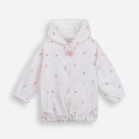 Jaqueta infantil com capuz floral off white