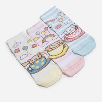 Kit de 3 meias cano médio cinnamoroll colorido