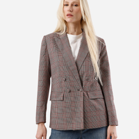 Blazer de alfaiataria feminino xadrez vinho