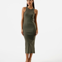 Vestido midi tubinho feminino de algodão básico verde