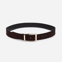 Cinto com fivela retangular texturizado marrom