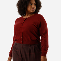 Cardigan feminino de tricot plus size vinho
