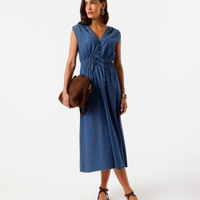 Vestido feminino chemise jeans azul