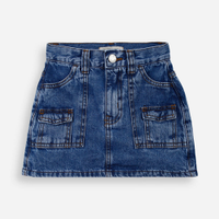 Short saia curto infantil bolso cargo azul