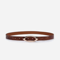 Cinto texturizado com fivela oval marrom