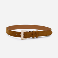Cinto de suede fivela retangular marrom