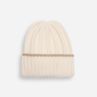 Gorro de tricot com listra off white