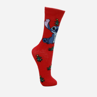 Meia cano alto stitch natal vermelha