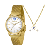 Kit relógio feminino lince analógico lrgm048l38 k0hgb1kx dourado