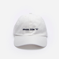 Boné aba curva de sarja bordado off white